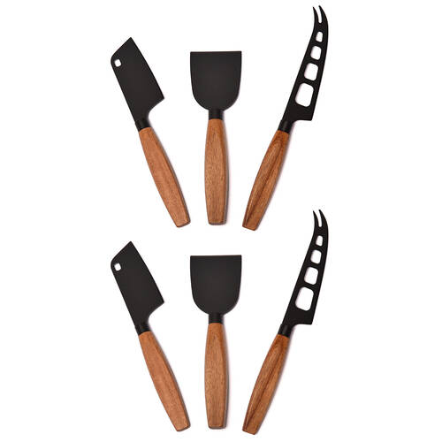 2x 3pc St. Claire Cheese Knife Set Food Preparation Wooden