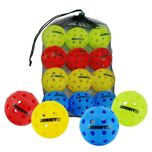 12PK Summit Outdoor Pickleball Balls 40 Hole Wind Resistant Design Multicolour