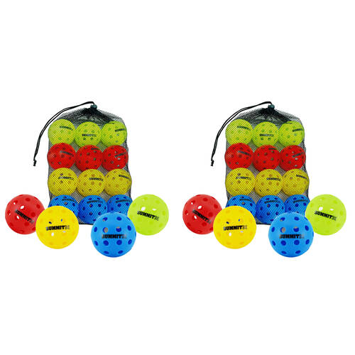 2x 12PK Summit Outdoor Pickleball Balls 40 Hole Wind Resistant Design Multicolour
