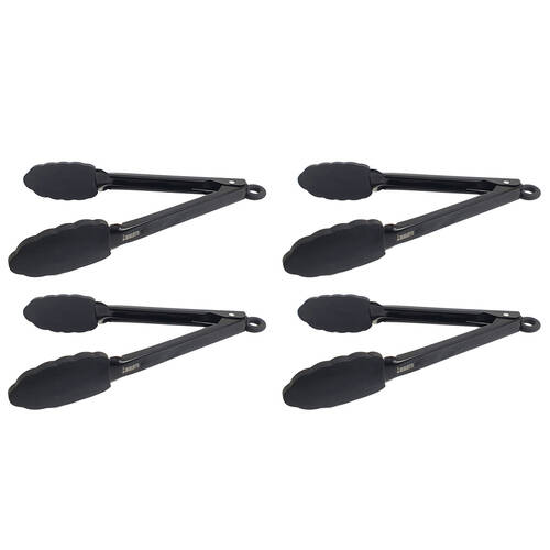 4PK Classica St. Clare Black Silicone & Stainless Steel Tongs 26cm Cookware