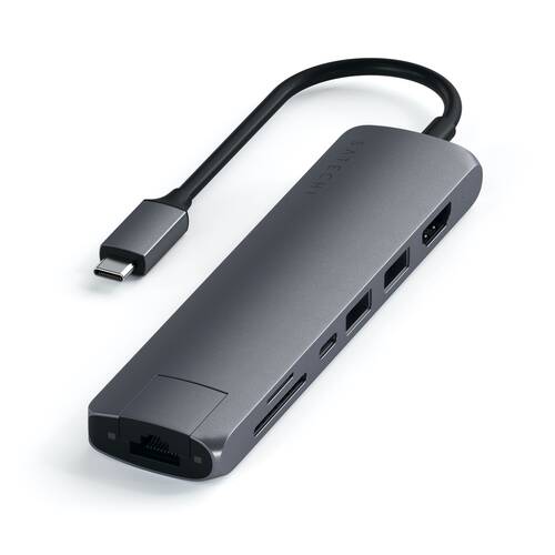Satechi USB-C Slim Multiport with Ethernet Adapter (Space Grey)
