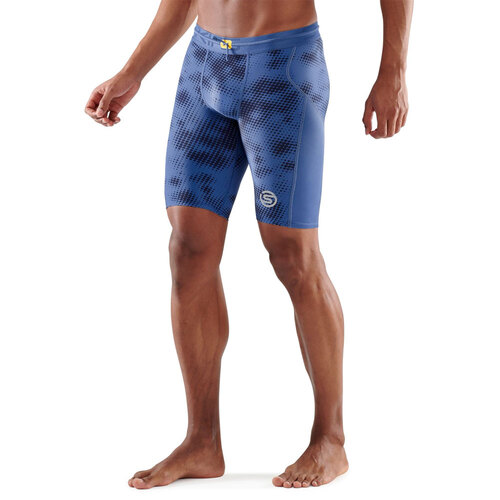 SKINS Compression Series-3 Men's Half Tights Camo Blue L