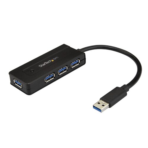 4 Port USB 3.0 Hub - Mini Hub w/ Charge Port - Power Adapter