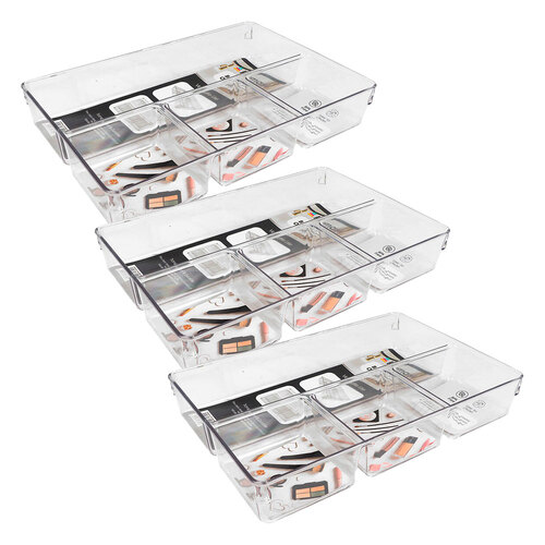 3PK Kemasi Clear Bathroom Storage Organiser 4 Compartments 450g