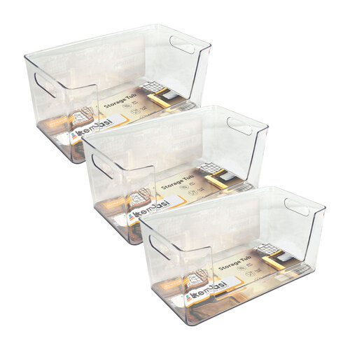 3PK Kemasi Clear Pantry Storage Organisation Tub 33x16cm