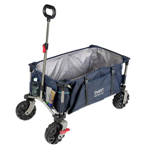 Quest Outdoors Grab N Tow Cart Wagon All-Terrain Folding 100kg Capacity Navy