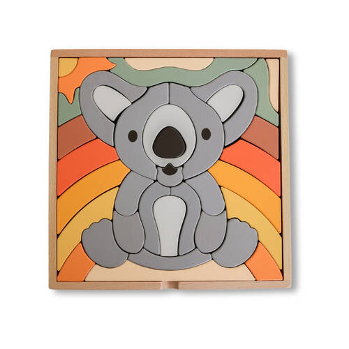 Stellavan and Papa 3-in-1 Wooden Large Block Puzzle Educational Toy Koala 3y+