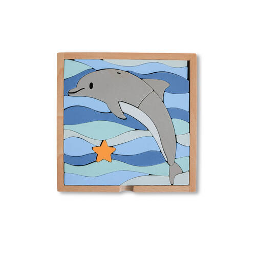 Stellavan and Papa 3-in-1 Wooden Small Block Puzzle Educational Toy Dolphin 3y+