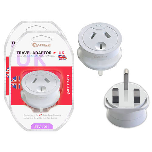 2PK Travel Power Adapter AU/NZ Socket to UK England/Hong Kong Plug