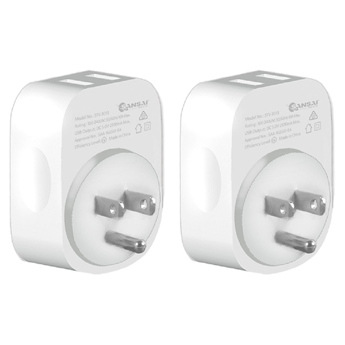 2PK Sansai Travel Adaptor w/ USB-C And USB-A Port - AU/USA Region