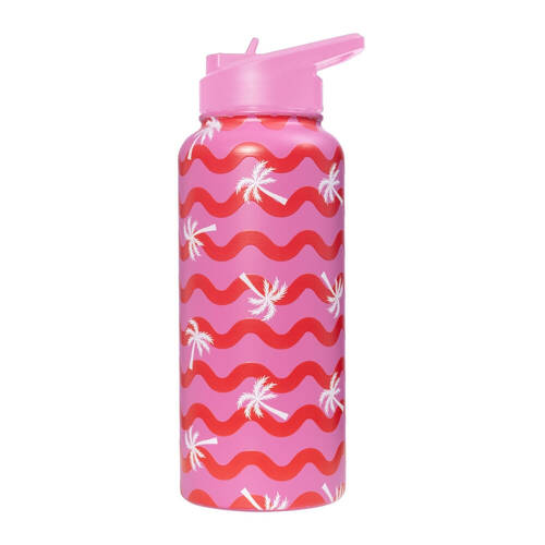 Splosh Summer Waves 950ml Insulated Double Walled Drink Bottle 9x25cm Pink