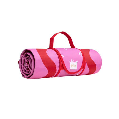Splosh Summer Waves Rectangle Outdoor Picnic Mat w/ Handle 200x145cm Pink