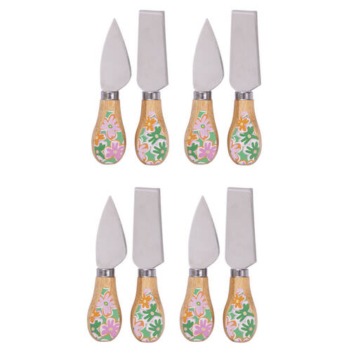4x 2pc Splosh Summer Pop Bamboo Stainless Steel Cheese Knife Set Green