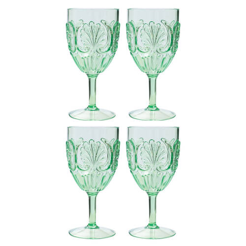 2x 2pc Splosh Summer Pop Outdoor Acrylic Wine Glass Set 390ml/19cm Green