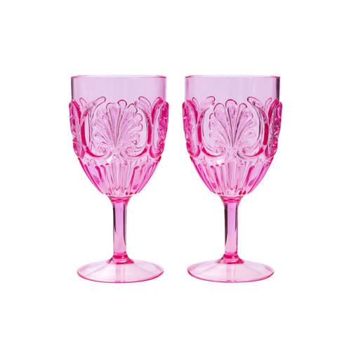 2pc Splosh Summer Waves Outdoor Acrylic Wine Glass Set 390ml/19cm Pink