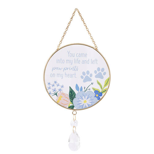 Splosh Paw Prints Glass/Metal Suncatcher Hanging Home Decor 12x26cm
