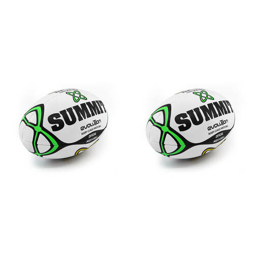 2PK Summit Global Evolution Rugby League Ball 2.0 Size 5 - White/Green