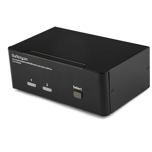 2 Port Dual DisplayPort USB KVM Switch w/ Audio & USB Hub