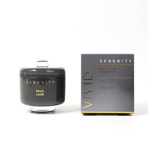 Serenity Vivid Black Oudh Scent Home Fragrance Candle Jar 230g