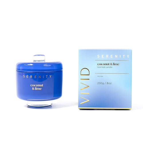 Serenity Vivid Coconut and Lime Scent Home Fragrance Candle Jar 230g