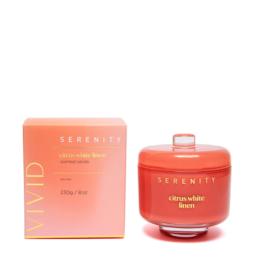 Serenity Vivid 230g Scented Soy Wax Candle - Citrus White Linen