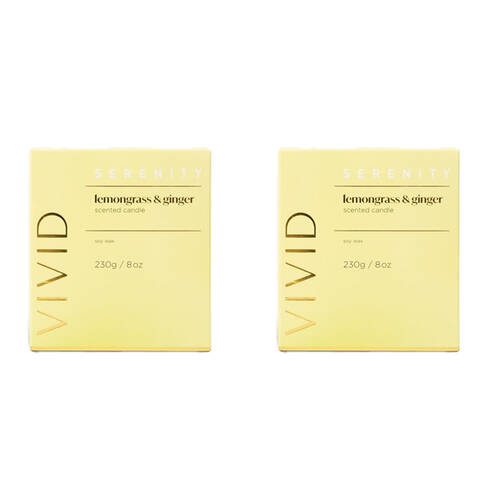 2PK Serenity Vivid Lemongrass and Ginger Scent Home Fragrance Candle Jar 230g