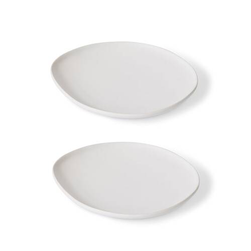 2PK E Style Ceramic Nakano Plate Home Table Decor 21x3cm - White