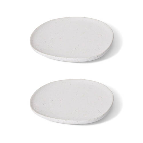 2PK E Style Ceramic Matias Plate Home Table Decor 21x3cm - Sandy/White