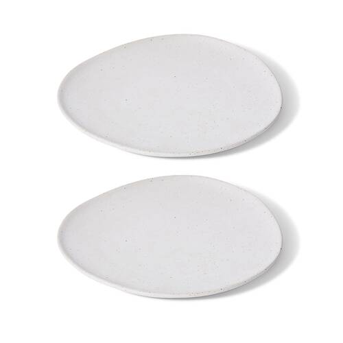 2PK E Style Ceramic Matias Plate Home Table Decor 27x3cm - Sandy/White