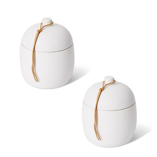 2PK E Style Ceramic Nakano Canister Home Decor 13x15cm - White