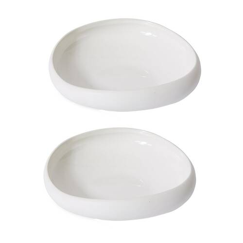 2PK E Style Ceramic Nakano Bowl Home Table Decor 21x6cm - White
