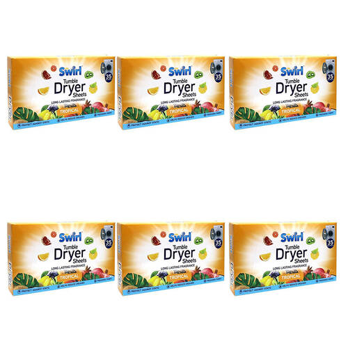 6x 35pc Swirl Laundry Sheets Tropical Fresh Scent Fabric Detergent
