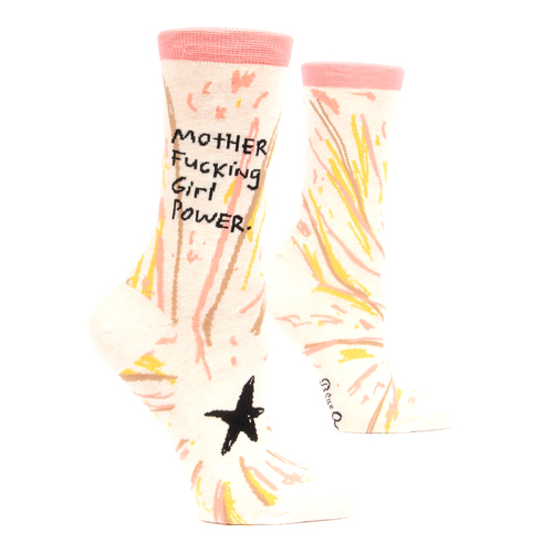 Blue Q Mother f*cking Girl Power Cotton Nylon Women's Crew Socks Size 5-10