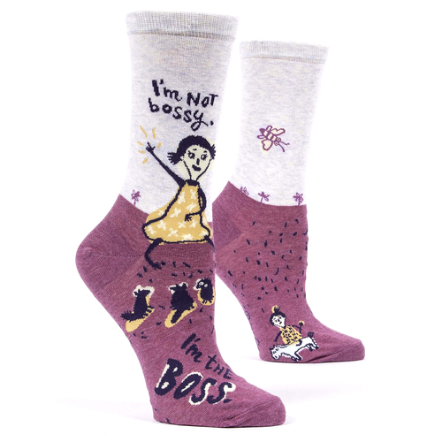 Blue Q I'm Not Bossy Cotton Nylon Women's Printed Crew Socks Size 5-10
