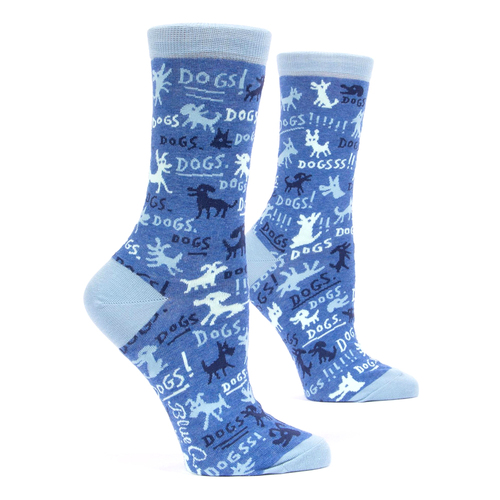 Blue Q Dogs Cotton Nylon Ladies/Women's Printed Crew Socks Size 5-10
