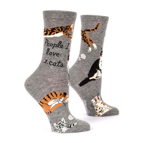Blue Q People I Love: Cats Ladies/Women's Printed Crew Socks Size 5-10