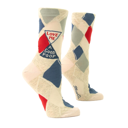 Blue Q Love Me A Good Poop Ladies/Women's Printed Crew Socks Size 5-10