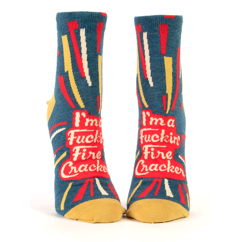 Blue Q f*ckin' Firecracker Women's Cotton Nylon Ankle Socks Size 5-10