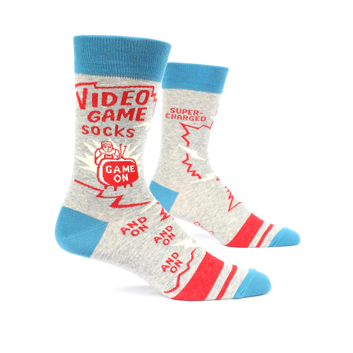 Blue Q Video Game Socks Cotton Nylon Men's Crew Socks Size 7-12