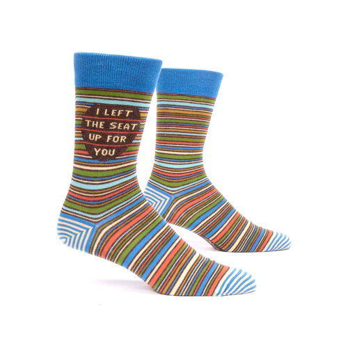 Blue Q I Left The Seat Up Cotton Nylon Men's Crew Socks Size 7-12