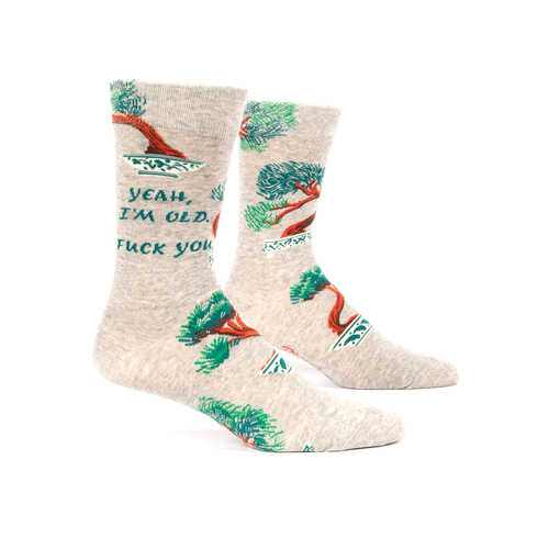Blue Q Yeah, I'm Old Cotton Nylon Men's Crew Socks Size 7-12