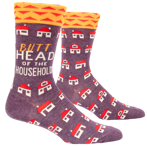 Blue Q bu*thead Household Cotton Nylon Men's Crew Socks Size 7-12