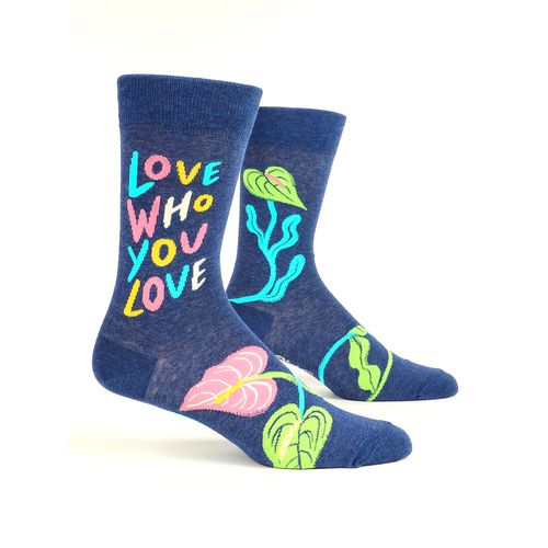 Blue Q Love Who You Love Cotton Nylon Men's Crew Socks Size 7-12