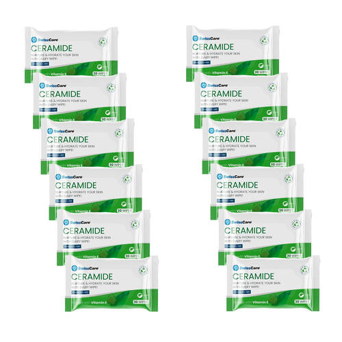12x 30pc SwissCare Ceramide Hydrating & Cleansing Makeup Wipes Fragrance-Free