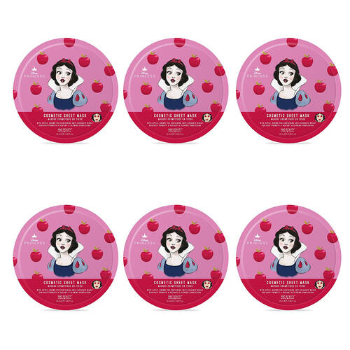 6PK Disney Snow White Cosmetic Scented Skincare Sheet Face Mask 25ml Apple