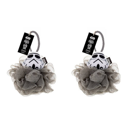 2PK Star Wars Dark Side Storm Trooper Shower Loofah Body Cleansing Puff Grey
