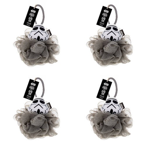 4PK Star Wars Dark Side Storm Trooper Shower Loofah Body Cleansing Puff Grey