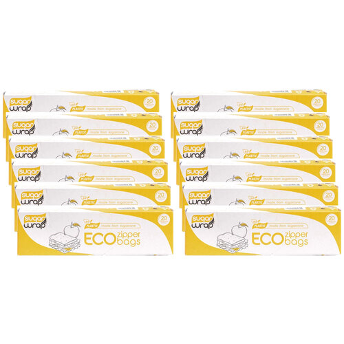 12x 20pc SugarWrap Eco-Zipper Food Bag Large Home Kitchen Storage