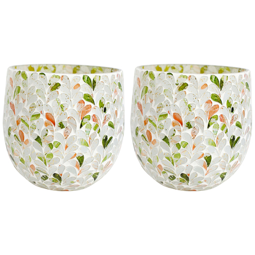 2PK LVD 14x15cm Led Glass Votive Mosaic Mixed Home Decor