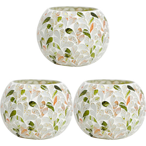 3PK LVD 13x13cm Led Glass Round Mosaic Mixed Home Decor